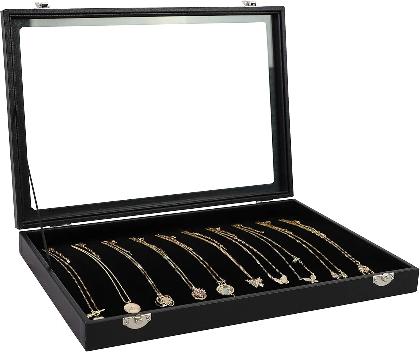 100 Slots Ring Holder Ring Display Case Black Jewelry Organizer with Transparent Lid Ring Boxes for Multiple Rings(Ring Organizer)