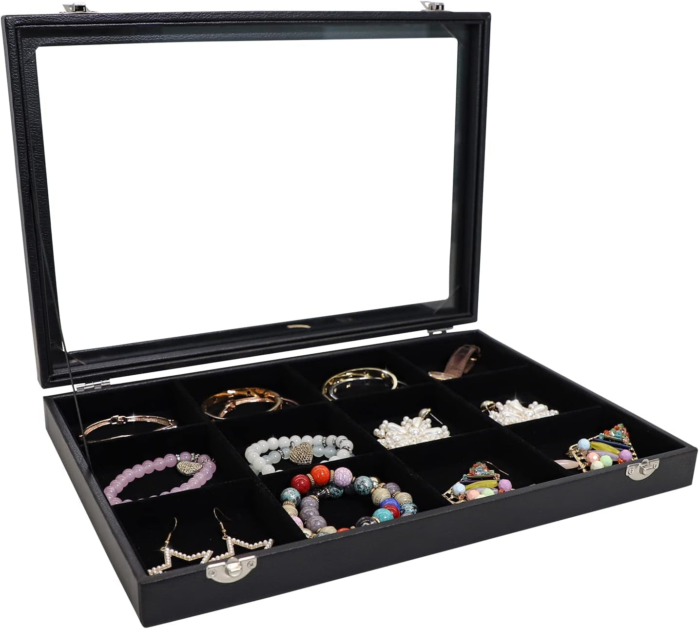100 Slots Ring Holder Ring Display Case Black Jewelry Organizer with Transparent Lid Ring Boxes for Multiple Rings(Ring Organizer)