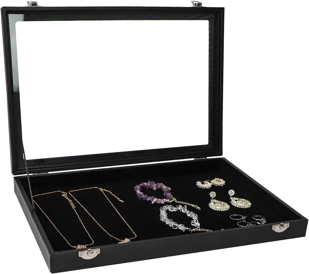 100 Slots Ring Holder Ring Display Case Black Jewelry Organizer with Transparent Lid Ring Boxes for Multiple Rings(Ring Organizer)