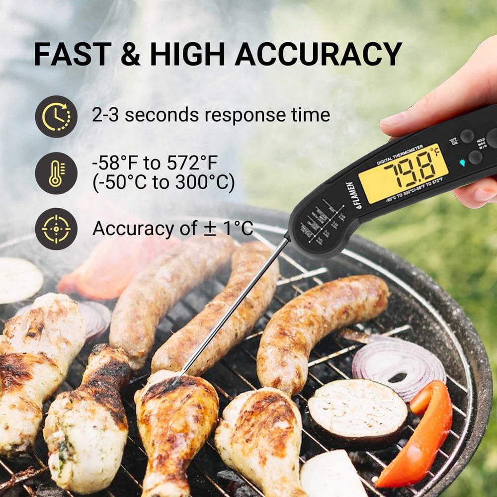 Instant Read Digital Meat Thermometer (Black)