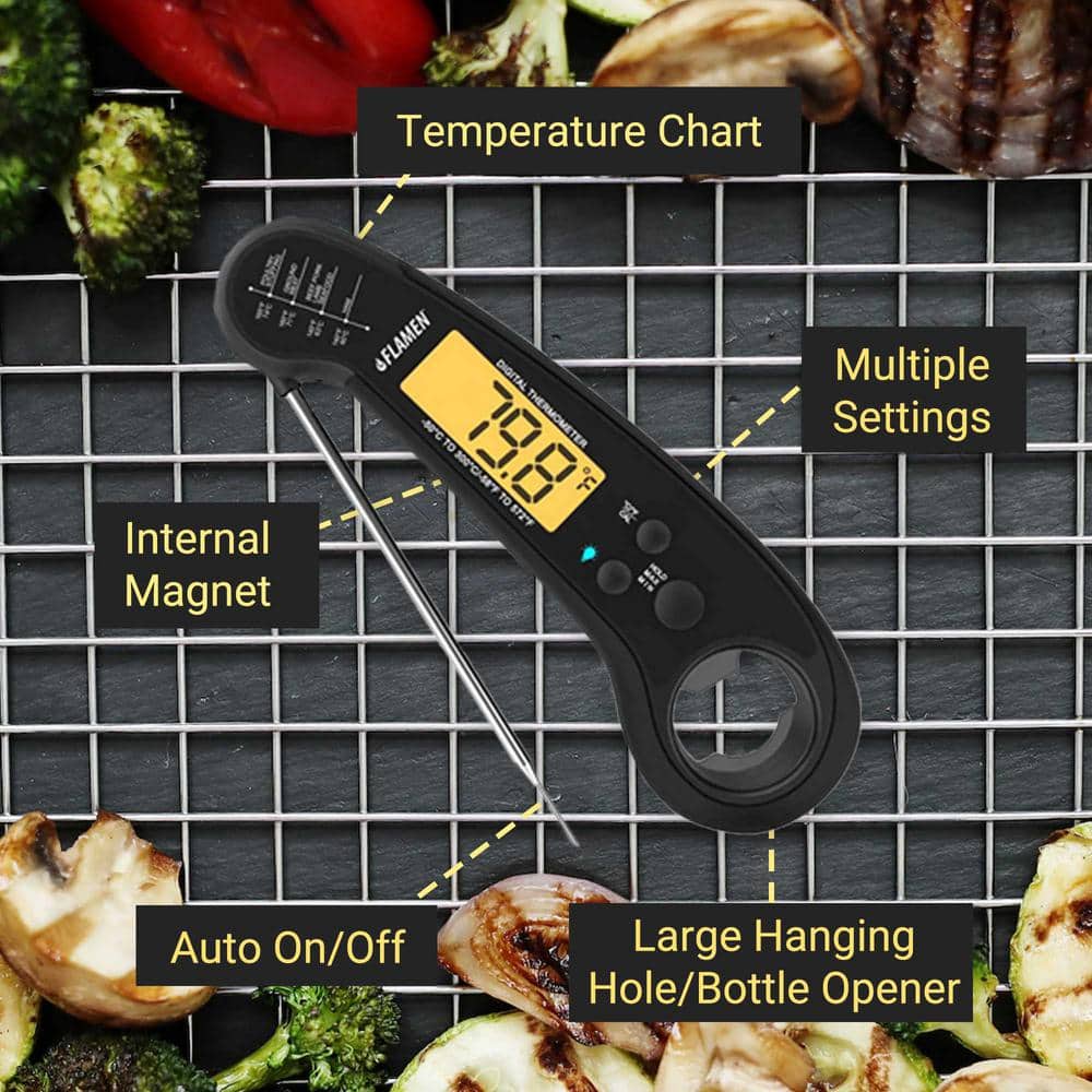 Instant Read Digital Meat Thermometer (Black)