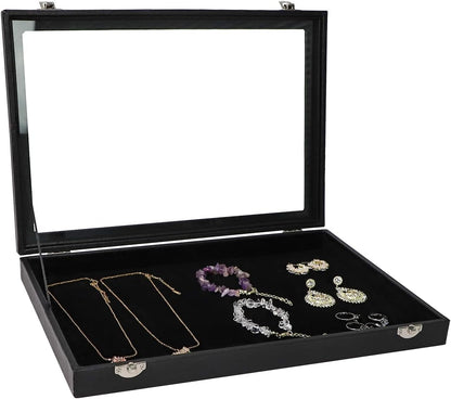 100 Slots Ring Holder Ring Display Case Black Jewelry Organizer with Transparent Lid Ring Boxes for Multiple Rings(Ring Organizer)