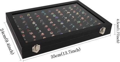 100 Slots Ring Holder Ring Display Case Black Jewelry Organizer with Transparent Lid Ring Boxes for Multiple Rings(Ring Organizer)